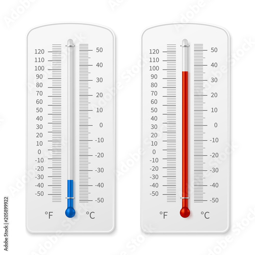 Meteorology indoor thermometer realistic vector illustration isolated