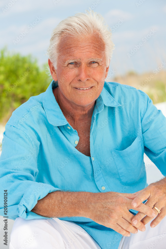 Portrait of Attractive Handsome Senior Man on Beach Portrait of Attractive Handsome Senior Man on Beach