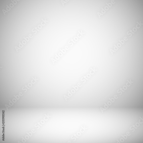 Empty white and gray light studio room interior. 3d plain grey soft gradient vector background