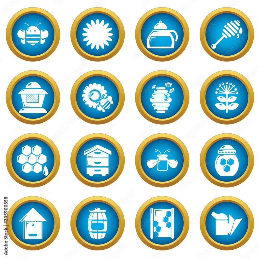 Apiary honey icons set. Simple illustration of 16 apiary honey vector icons for web