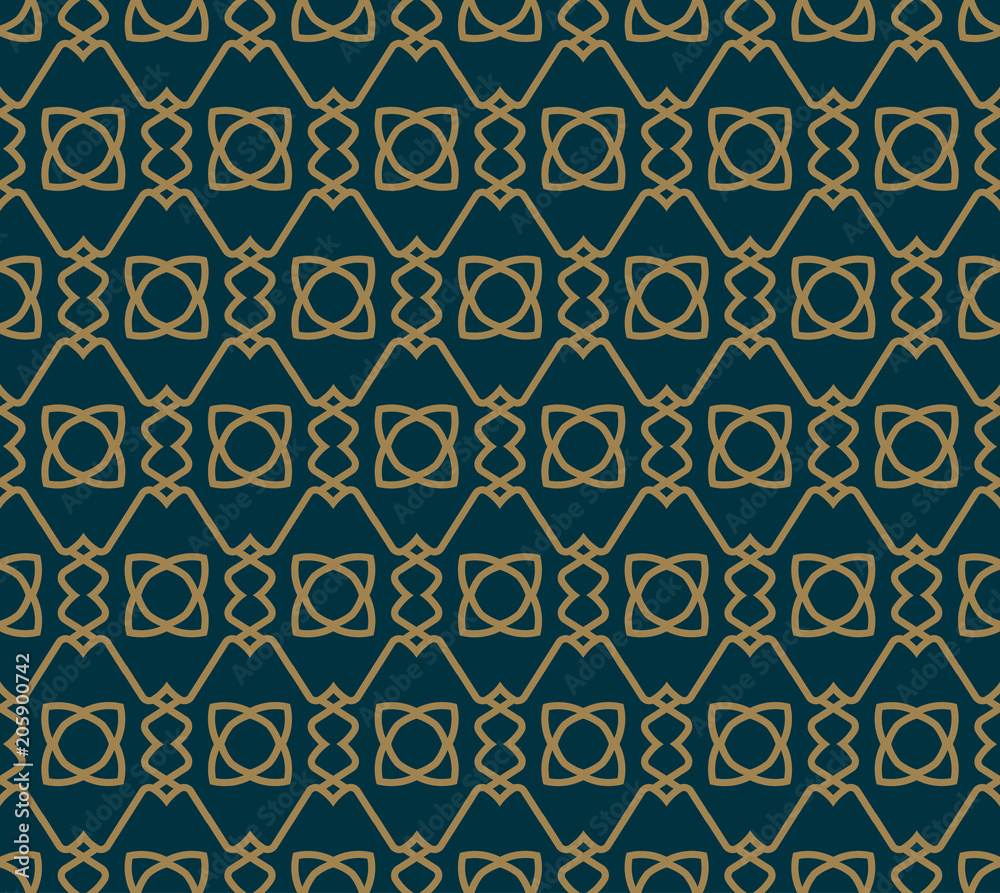 Abstract seamless pattern, Vector seamless pattern. Repeating geometric ornament . luxury gold blue color