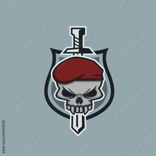 skull army sword and shield