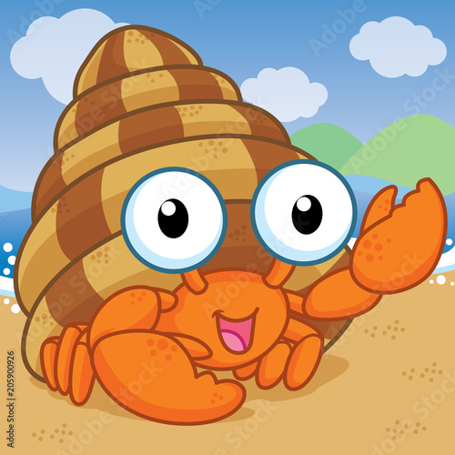 Hermit crab, cute vector, cute cartoon Stock Vector | Adobe Stock