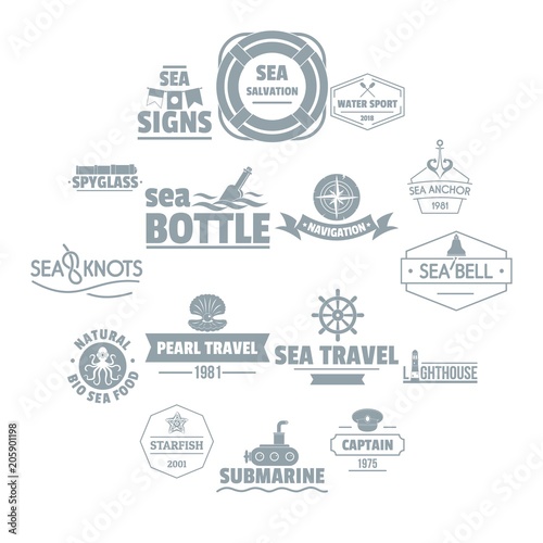 Nautical sea logo icons set. Simple illustration of 16 nautical sea logo vector icons for web