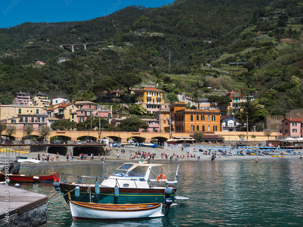Monterosso village, bay and boats