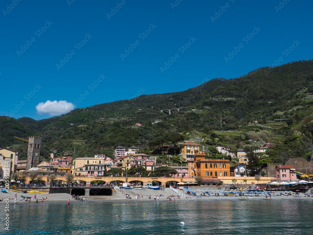 Monterosso village, beach and mountains