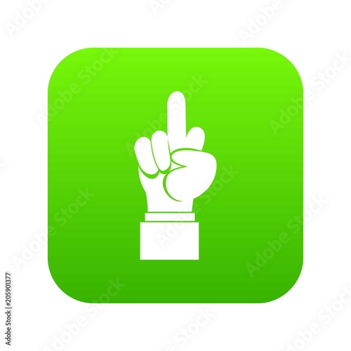 Middle finger hand sign icon digital green for any design isolated on white vector illustration