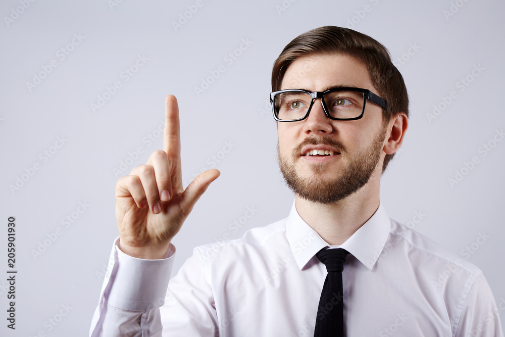 Man at grey background