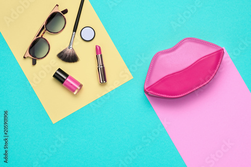 Cosmetic Minimal Makeup Set. Beauty Essentials.