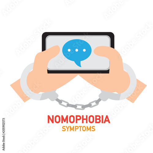 Nomophobia symptoms infographic,vector illustration