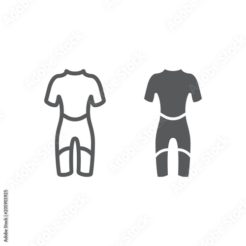Diving suit line and glyph icon, diving