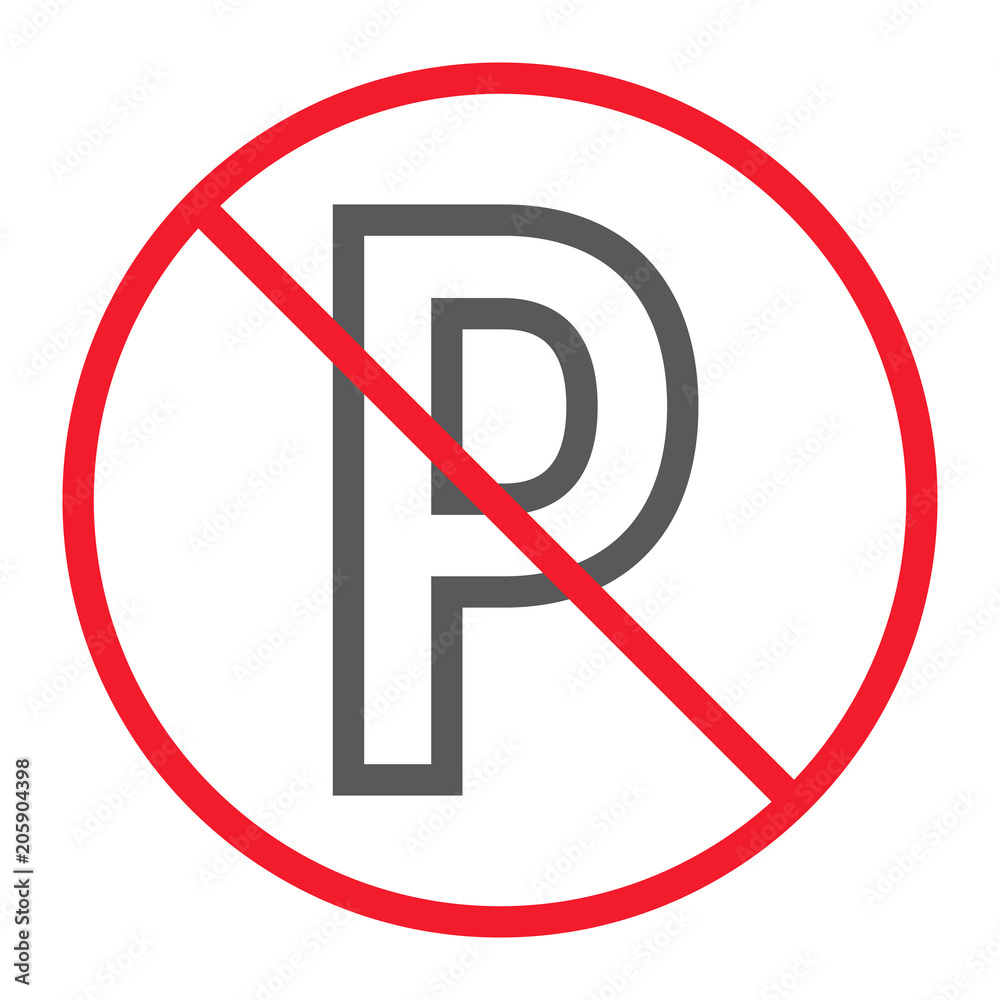 No parking line icon, prohibition and forbidden No parking line icon, prohibition and forbidden