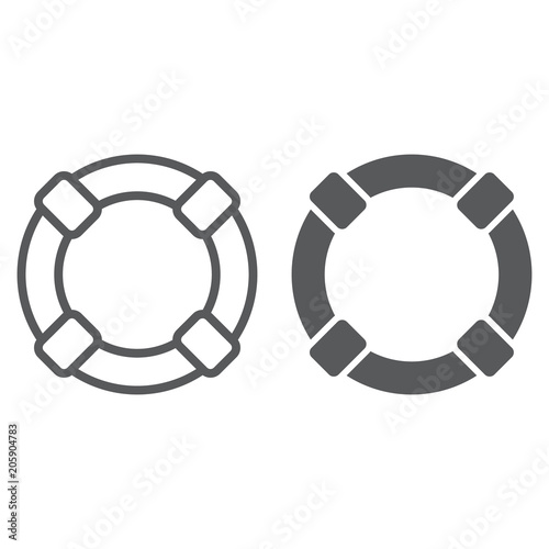 Lifebuoy line and glyph icon, sos
