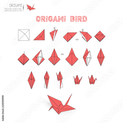 step by step instructions how to make origami A Bird.