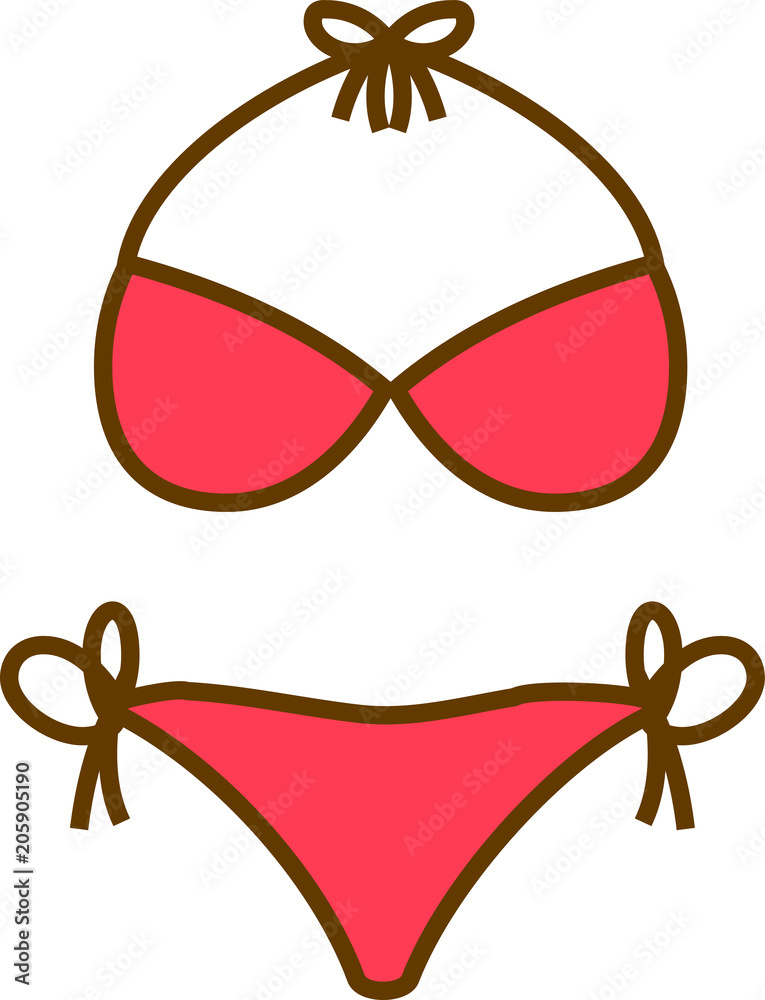 Fototapeta premium Warm color Bikini Swimwear illustration