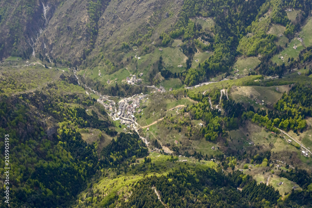 aerial of Ornica village, Italy
