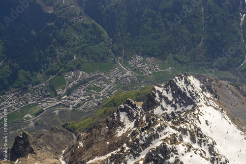 aerial of Valbondione village, Italy photo