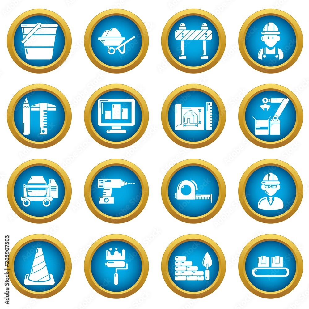 Building process icons set. Simple illustration of 16 building process vector icons for web Building process icons set. Simple illustration of 16 building process vector icons for web