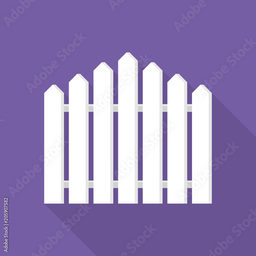 White fence icon. Flat illustration of white fence vector icon for web design