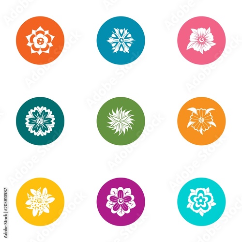 Snowflake icons set. Flat set of 9 snowflake vector icons for web isolated on white background
