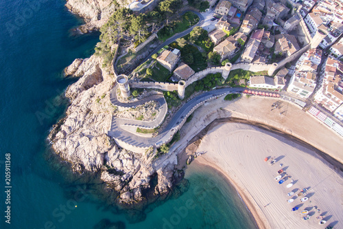 Aerial view of the fortress of Tossa de Mar in Costa Brava photo