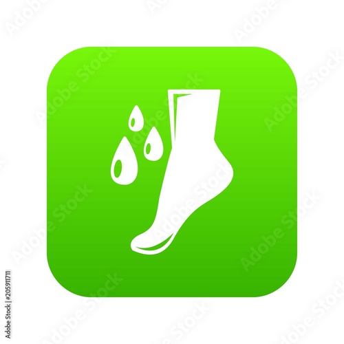 Foot care icon green vector isolated on white background