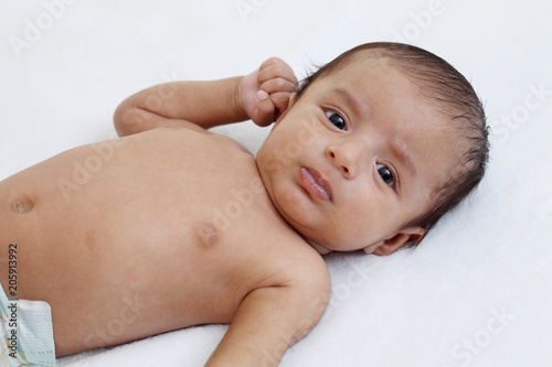 Cheerful newborn baby-Close up