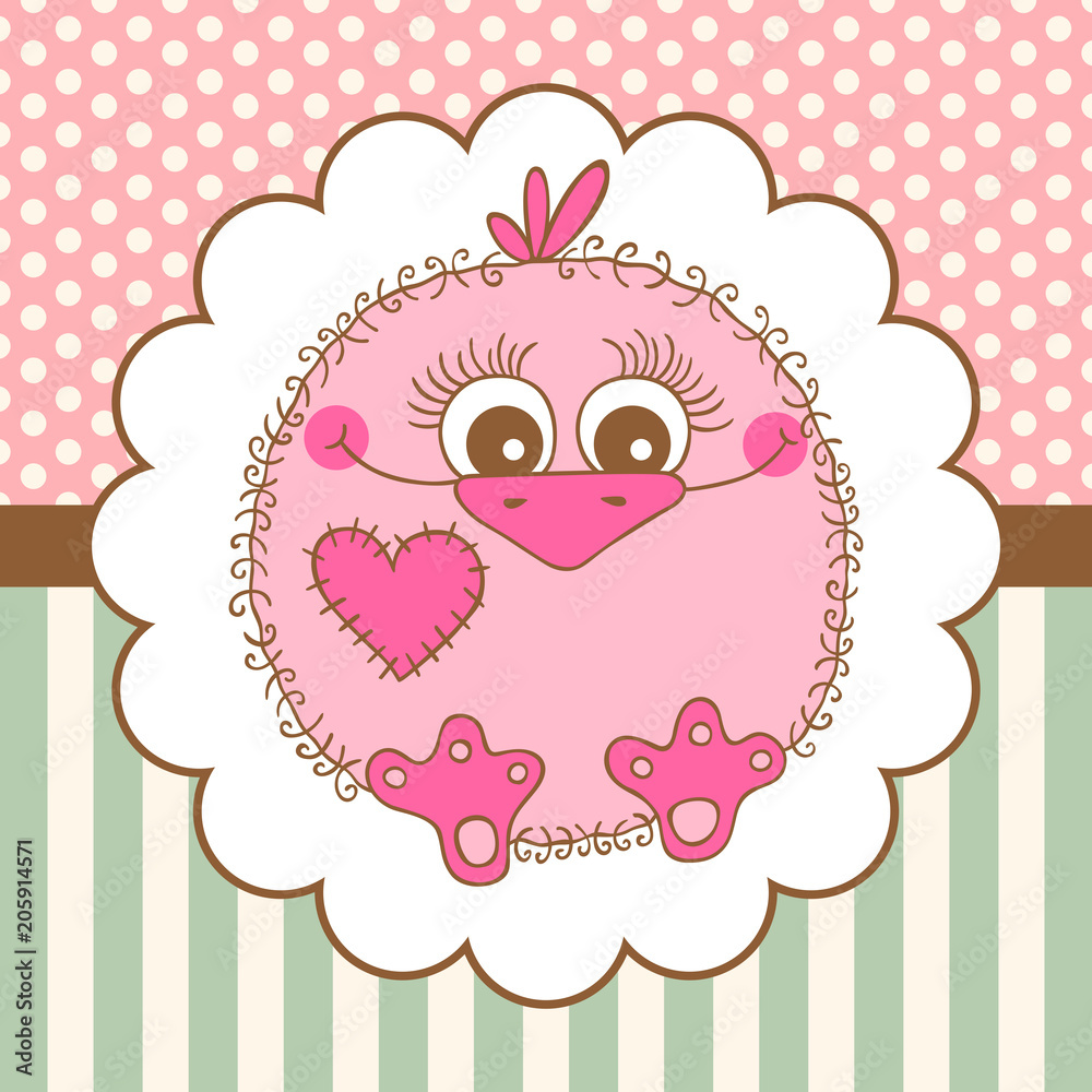 Naklejka premium Cute bird girl on background 