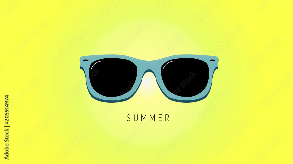 Minimalistic summer background with sunglasses. Flat design style. Sunglasses silhouette. Simple icon. Modern flat icon in stylish colors. Web site page and mobile app design element. Minimalistic summer background with sunglasses. Flat design style. Sunglasses silhouette. Simple icon. Modern flat icon in stylish colors. Web site page and mobile app design element.