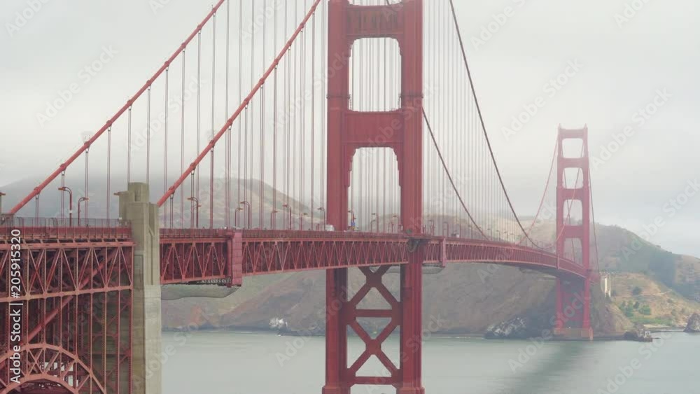 Foggy, misty golden Gate bridge - August 2017: San Francisco, California, US