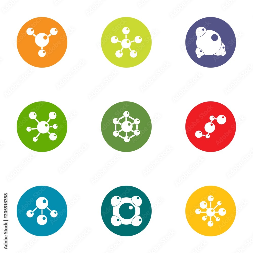 Chemical compound icons set. Flat set of 9 chemical compound vector icons for web isolated on white background Chemical compound icons set. Flat set of 9 chemical compound vector icons for web isolated on white background