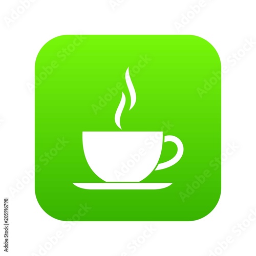 Cup of hot drink icon digital green for any design isolated on white vector illustration