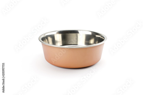 Metall Pet bowl isolated on the white background