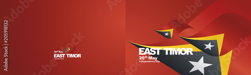 Independence Day East Timor flag ribbon two fold landscape background