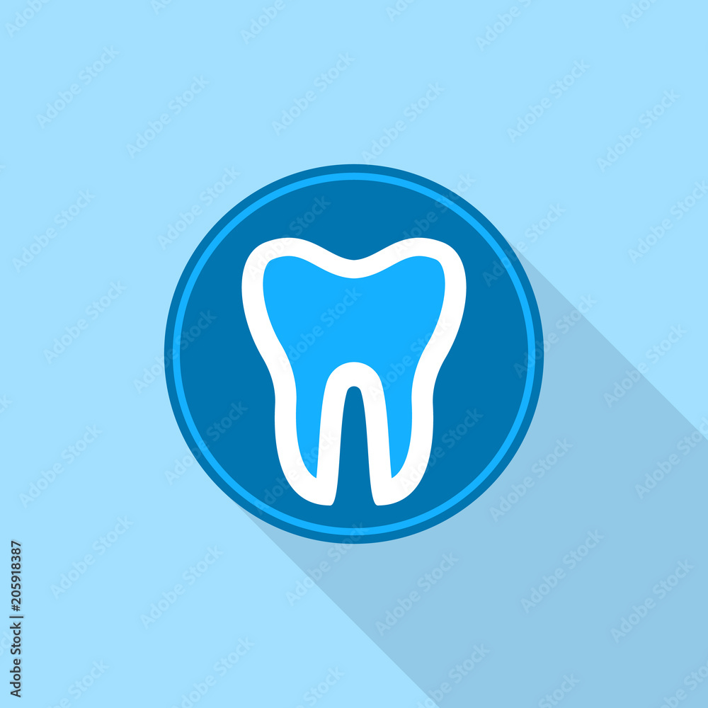 Tooth in round circle logo icon. Flat illustration of tooth in round circle vector logo icon for web design Tooth in round circle logo icon. Flat illustration of tooth in round circle vector logo icon for web design