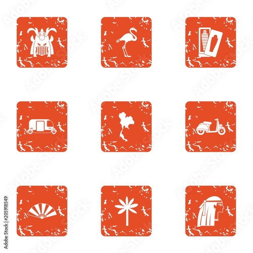 Examination icons set. Grunge set of 9 examination vector icons for web isolated on white background