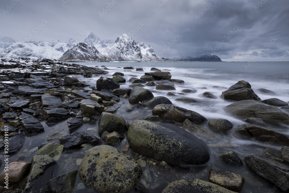 Scenic view of seascape against cloudy sky Scenic view of seascape against cloudy sky