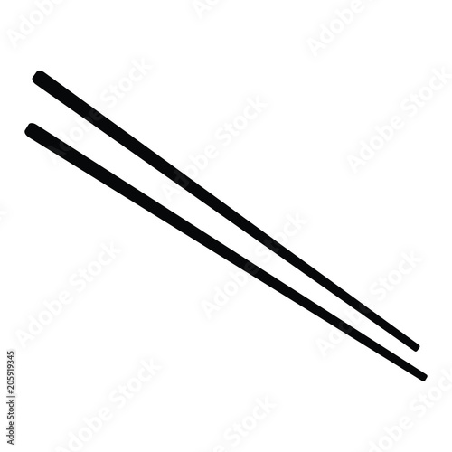 A black and white silhouette of a pair of chopsticks