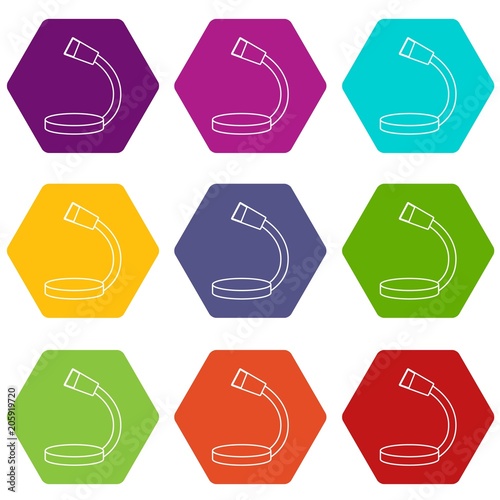 Table microphone icons 9 set coloful isolated on white for web