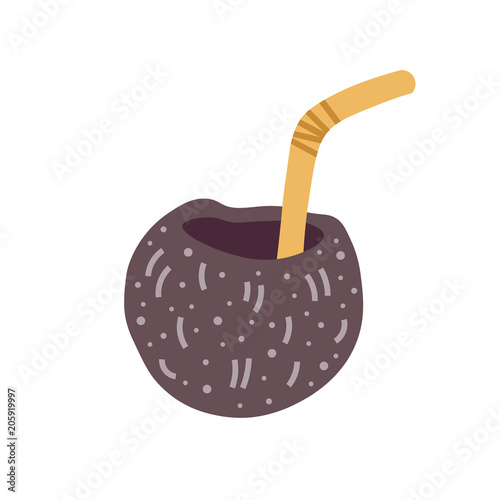 4640916 Coconut drink illustration in scandinavian style.