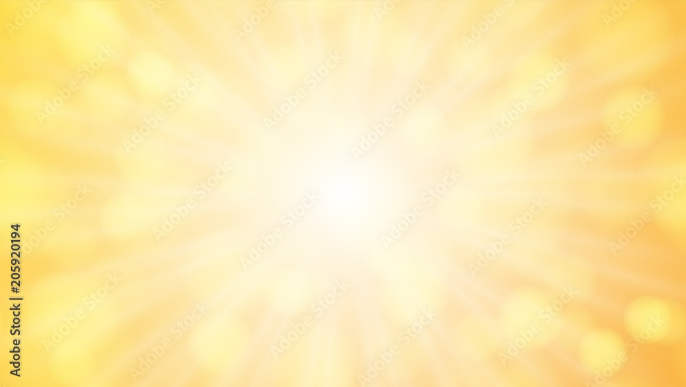 Orange abstract background with glare and sunlight. Vector illustration