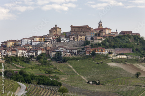 Langhe, Cuneo district, Piedmont, Italy. Langhe wine region spring, La Morra village