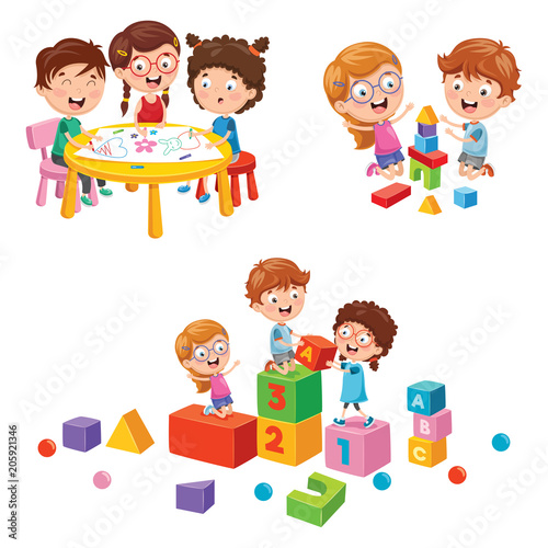 Vector Illustration Of Kids Playing