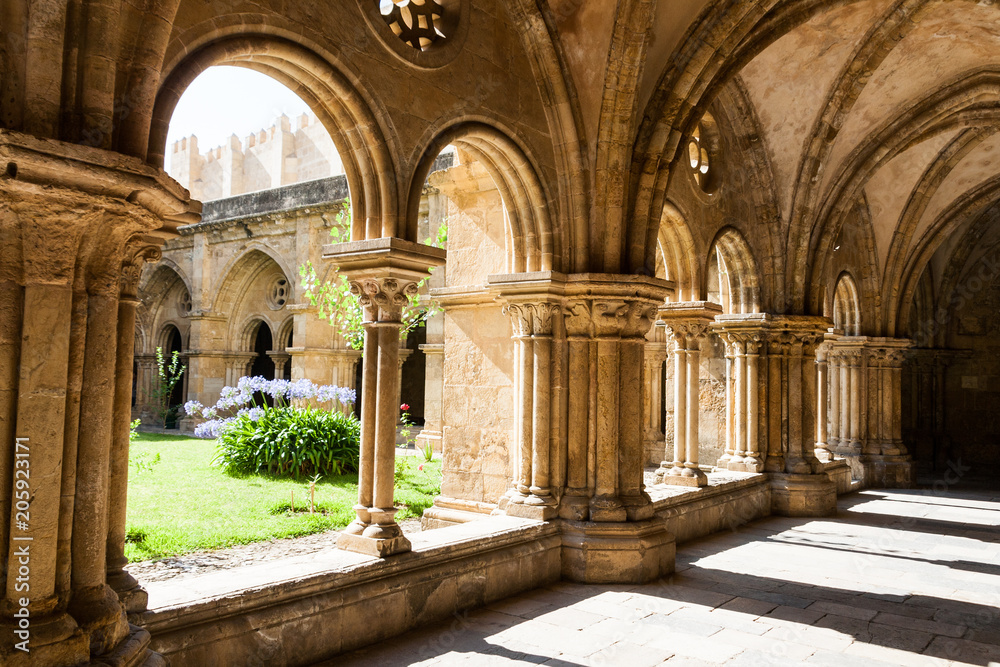 Old Cathedral cloister in Coimbra in summer