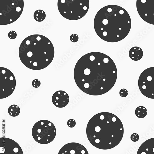 Seamless pattern with planets in galaxy.