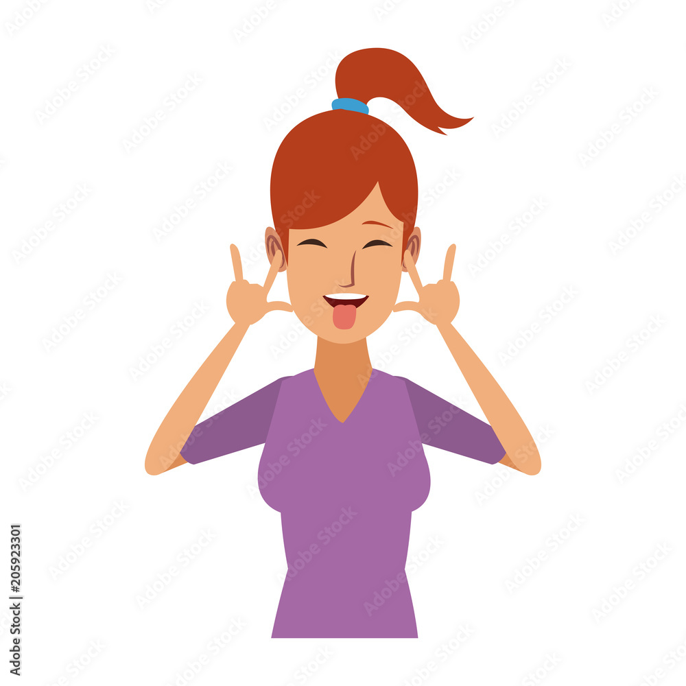 Young woman doing hands expressions vector illustration graphic design Young woman doing hands expressions vector illustration graphic design