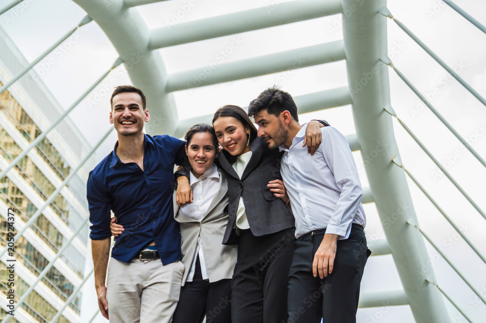 Successful business team on the city background. Successful business team on the city background.