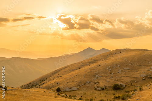 Campo Imperatore at sunset.Europe, Italy, Abruzzo, Province of L'Aquila, Gran Sasso and Monti della Laga National Park photo