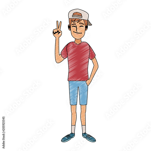 young man doing hands expressions vector illustration graphic design