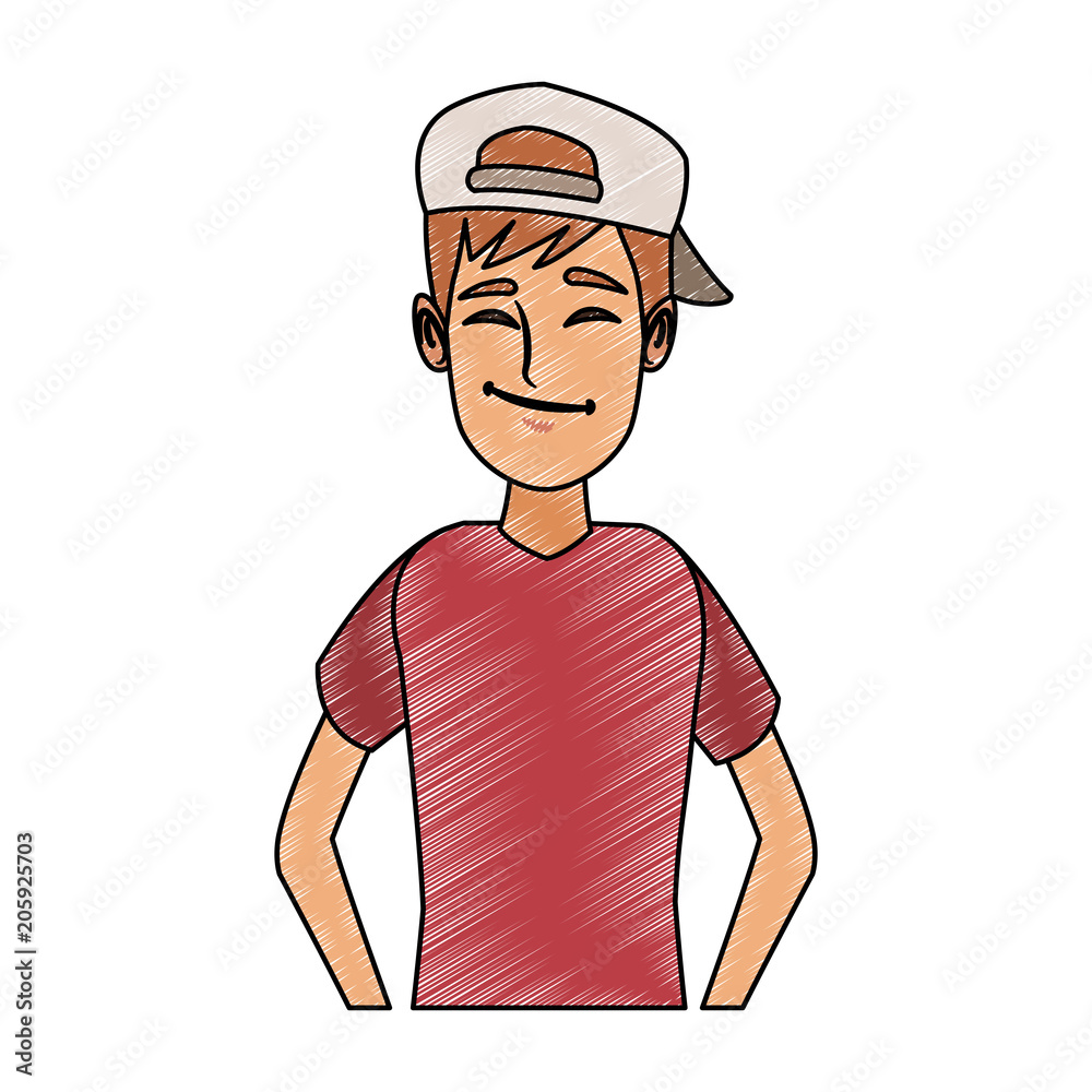 Young man cartoon vector illustration graphic design